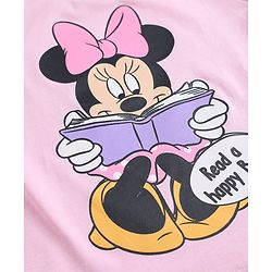 Babyhug Disney 100% Cotton Knit Full Sleeves T-Shirt & Pyjama Night Suit With Minnie Mouse & Polka Dots Graphic - Pink
