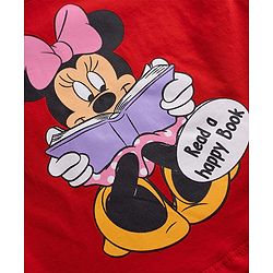 Babyhug Disney Single Jersey Knit Full Sleeves T-Shirt & Pajama Night Suit with Polka Dots & Minnie Mouse Graphics - Dark Red