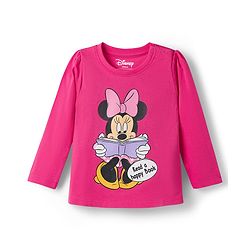 Babyhug Disney 100% Cotton Knit Full Sleeves T-Shirt & Pyjama Night Suit With Minnie Mouse Graphic - Pink