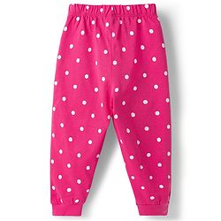 Babyhug Disney 100% Cotton Knit Full Sleeves T-Shirt & Pyjama Night Suit With Minnie Mouse Graphic - Pink