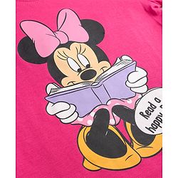Babyhug Disney 100% Cotton Knit Full Sleeves T-Shirt & Pyjama Night Suit With Minnie Mouse Graphic - Pink