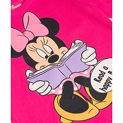 Babyhug Disney 100% Cotton Knit Full Sleeves T-Shirt & Pyjama Night Suit With Minnie Mouse Graphic - Pink