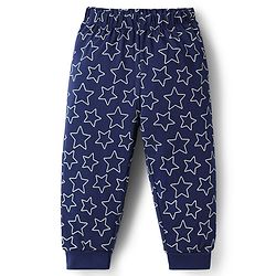 Babyhug Disney 100% Cotton Knit Full Sleeves T-Shirt & Pyjama Night Suit With Elsa Graphic - Navy Blue