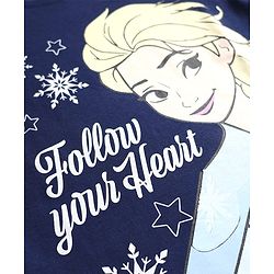 Babyhug Disney 100% Cotton Knit Full Sleeves T-Shirt & Pyjama Night Suit With Elsa Graphic - Navy Blue