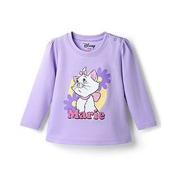 Babyhug Disney 100% Cotton Knit Full Sleeves T-Shirt & Pyjama Night Suit With Marie & Polka Dots Graphic - Lavender
