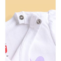 Babyhug Disney Single Jersey Knit Full Sleeves T-Shirt & Pajama Night Suit with Polka Dots & Marie Graphics - White & Lavender