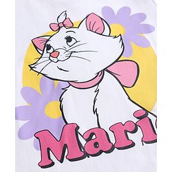 Babyhug Disney Single Jersey Knit Full Sleeves T-Shirt & Pajama Night Suit with Polka Dots & Marie Graphics - White & Lavender