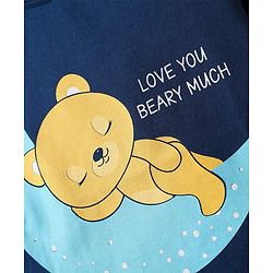 Babyhug Cotton Knit Full Sleeves Bear & Text Printed T-Shirt & Pyjama Night Suit - Navy