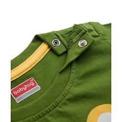 Babyhug 100% Cotton Knit Full Sleeves Tiger Printed T-Shirt & Pyjama Night Suit - Olive Green