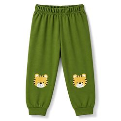 Babyhug 100% Cotton Knit Full Sleeves Tiger Printed T-Shirt & Pyjama Night Suit - Olive Green