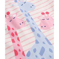 Babyhug 100% Cotton Knit Full Sleeves Striped T-Shirt & Pyjama Night Suit Giraffe Print -Pink