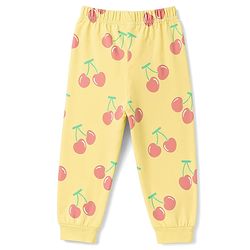 Babyhug 100% Cotton Knit Full Sleeves Co-Ords T-Shirt & Pyjama Night Suit Apple Print -Yellow