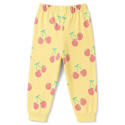 Babyhug 100% Cotton Knit Full Sleeves Co-Ords T-Shirt & Pyjama Night Suit Apple Print -Yellow
