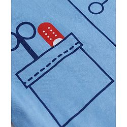 Babyhug 100% Cotton Knit Full Sleeves Co-Ords T-Shirt & Pyjama Night Suit with Doctor Theme Print - Blue