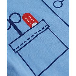 Babyhug 100% Cotton Knit Full Sleeves Co-Ords T-Shirt & Pyjama Night Suit with Doctor Theme Print - Blue