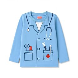 Babyhug 100% Cotton Knit Full Sleeves Co-Ords T-Shirt & Pyjama Night Suit with Doctor Theme Print - Blue