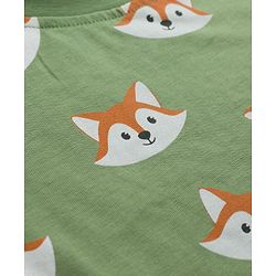Babyhug 100% Cotton Knit Full Sleeves Fox Printed Co-Ords T-Shirt & Pyjama Night Suit - Green