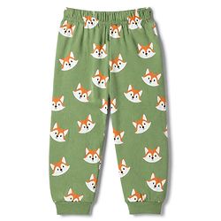 Babyhug 100% Cotton Knit Full Sleeves Fox Printed Co-Ords T-Shirt & Pyjama Night Suit - Green