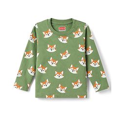 Babyhug 100% Cotton Knit Full Sleeves Fox Printed Co-Ords T-Shirt & Pyjama Night Suit - Green