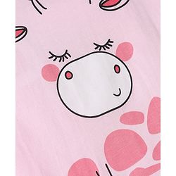 Babyhug Cotton Knit Full Sleeves T-Shirt & Pyjama Night Suit With Giraffe Print - Pink