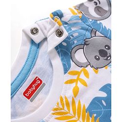 Babyhug Cotton Knit Half Sleeves Koala Printed Co-Ords T-Shirt & Shorts Night Suit -White