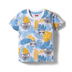 Babyhug Cotton Knit Half Sleeves Koala Printed Co-Ords T-Shirt & Shorts Night Suit -White