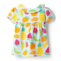Babyhug Cotton Knit Half Sleeves Tropical Theme Printed Co-Ords Top & Pyjama Night Suit - Light Blue