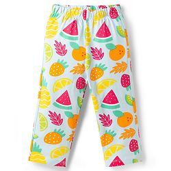 Babyhug Cotton Knit Half Sleeves Tropical Theme Printed Co-Ords Top & Pyjama Night Suit - Light Blue
