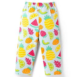Babyhug Cotton Knit Half Sleeves Tropical Theme Printed Co-Ords Top & Pyjama Night Suit - Light Blue