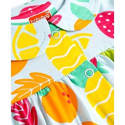 Babyhug Cotton Knit Half Sleeves Tropical Theme Printed Co-Ords Top & Pyjama Night Suit - Light Blue