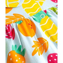Babyhug Cotton Knit Half Sleeves Tropical Theme Printed Co-Ords Top & Pyjama Night Suit - Light Blue