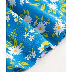 Babyhug 100% Cotton Knit Half Sleeves Floral Printed Co-Ords Top & Shorts Night Suit - Blue