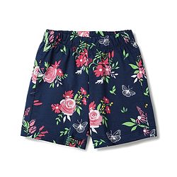 Babyhug Cotton Knit Half Sleeves Front Open Floral Printed Co-Ords Top & Shorts Night Suit - Navy