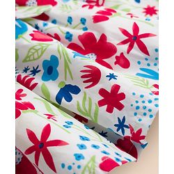 Babyhug Poplin Woven Half Sleeves Shrug With Floral Printed Frock - Red