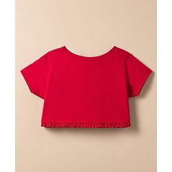 Babyhug Poplin Woven Half Sleeves Shrug With Floral Printed Frock - Red