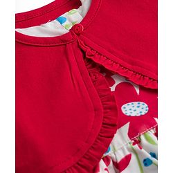Babyhug Poplin Woven Half Sleeves Shrug With Floral Printed Frock - Red