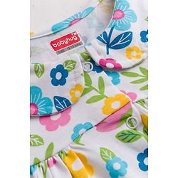 Babyhug Cotton Knit Half Sleeves Top & Shorts Night Suit With Floral Print - White