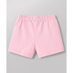 Babyhug 100% Cotton Knit Half Sleeves Kitty Printed T-Shirt & Shorts Night Suit With Bow Applique - Pink
