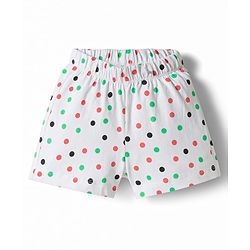 Babyhug 100% Cotton Knit Half Sleeves Polka Dots Printed & Bird Applique T-Shirt & Shorts Night Suit - Mint