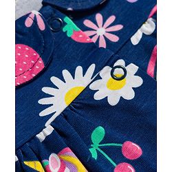 Babyhug 100% Cotton Knit Half Sleeves Rainbow Printed Co-Ords Front Open Top & Shorts Night Suit - Navy