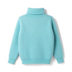 Babyhug Knit Extra Soft Hairy Eyelash Yarn ted Full Sleeves Pullover with Star Embroidery - Aqua Blue
