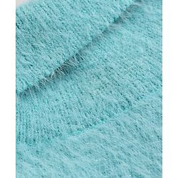 Babyhug Knit Extra Soft Hairy Eyelash Yarn ted Full Sleeves Pullover with Star Embroidery - Aqua Blue