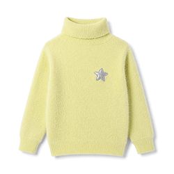 Babyhug Knit Extra Soft Hairy Eyelash Yarn ted Full Sleeves Pullover with Star Embroidery - Yellow