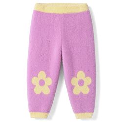 Babyhug Knitted Full Sleeves Sweatshirt & Pant Winter Wear Suit With Floral Print - Pink