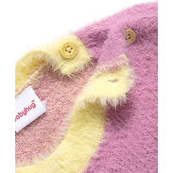 Babyhug Knitted Full Sleeves Sweatshirt & Pant Winter Wear Suit With Floral Print - Pink