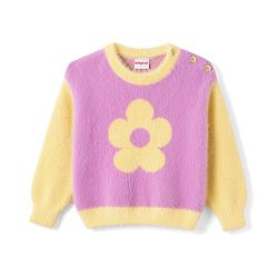 Babyhug Knitted Full Sleeves Sweatshirt & Pant Winter Wear Suit With Floral Print - Pink