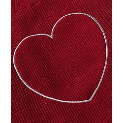 Babyhug Knitted Full Sleeves Sweatshirt & Pant Winter Wear Suit With Heart Design - Red