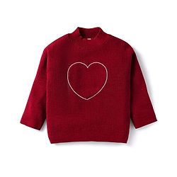 Babyhug Knitted Full Sleeves Sweatshirt & Pant Winter Wear Suit With Heart Design - Red