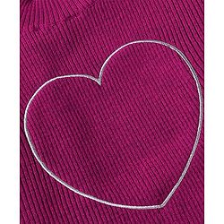 Babyhug Full Sleeves Sweater Knit & Pant Winter Wear Suit With Heart Design - Fuchsia