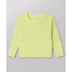 Babyhug Knitted Full Sleeves Sweatshirt & Pant Co-Ord Winter Wear Suit - Limegreen